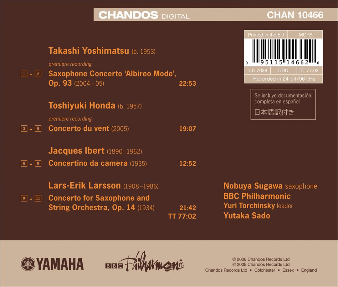 Nobuya Sugawa Plays Honda, Yoshimatsu, Ibert & Larsson cover art