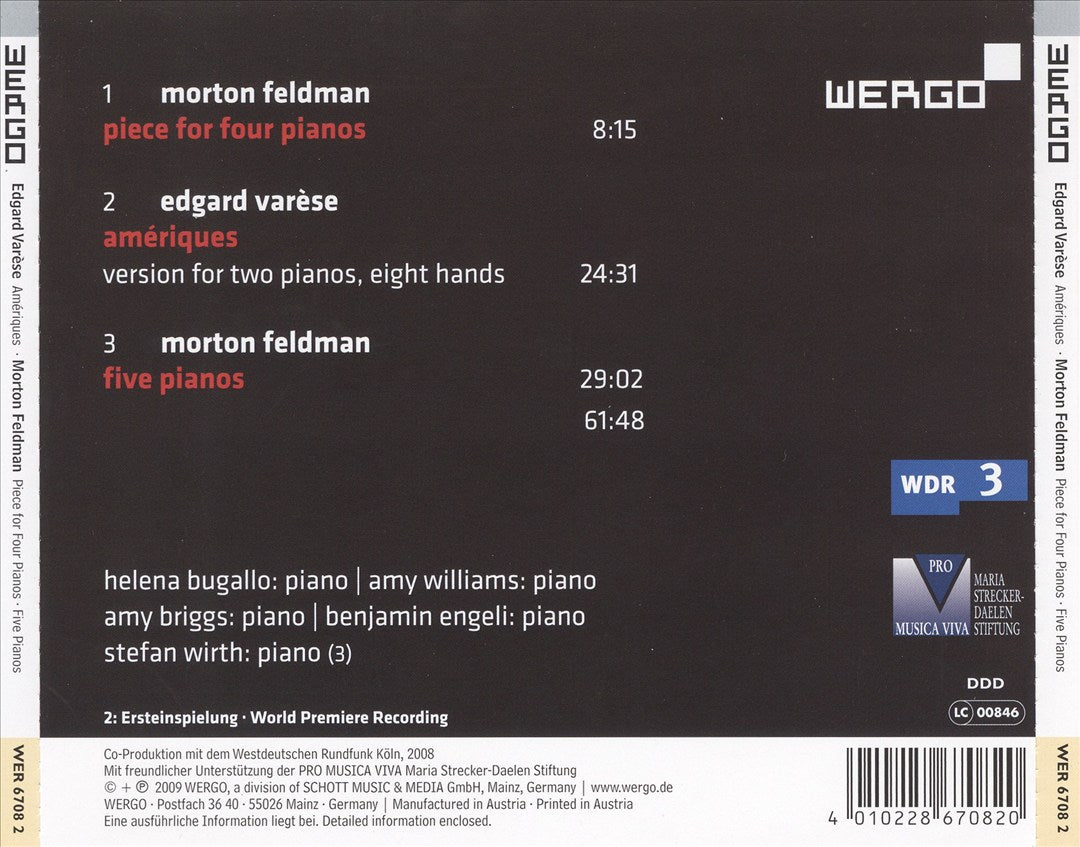 Varèse: Amériques; Feldman: Piece for Four Pianos; Five Pianos cover art