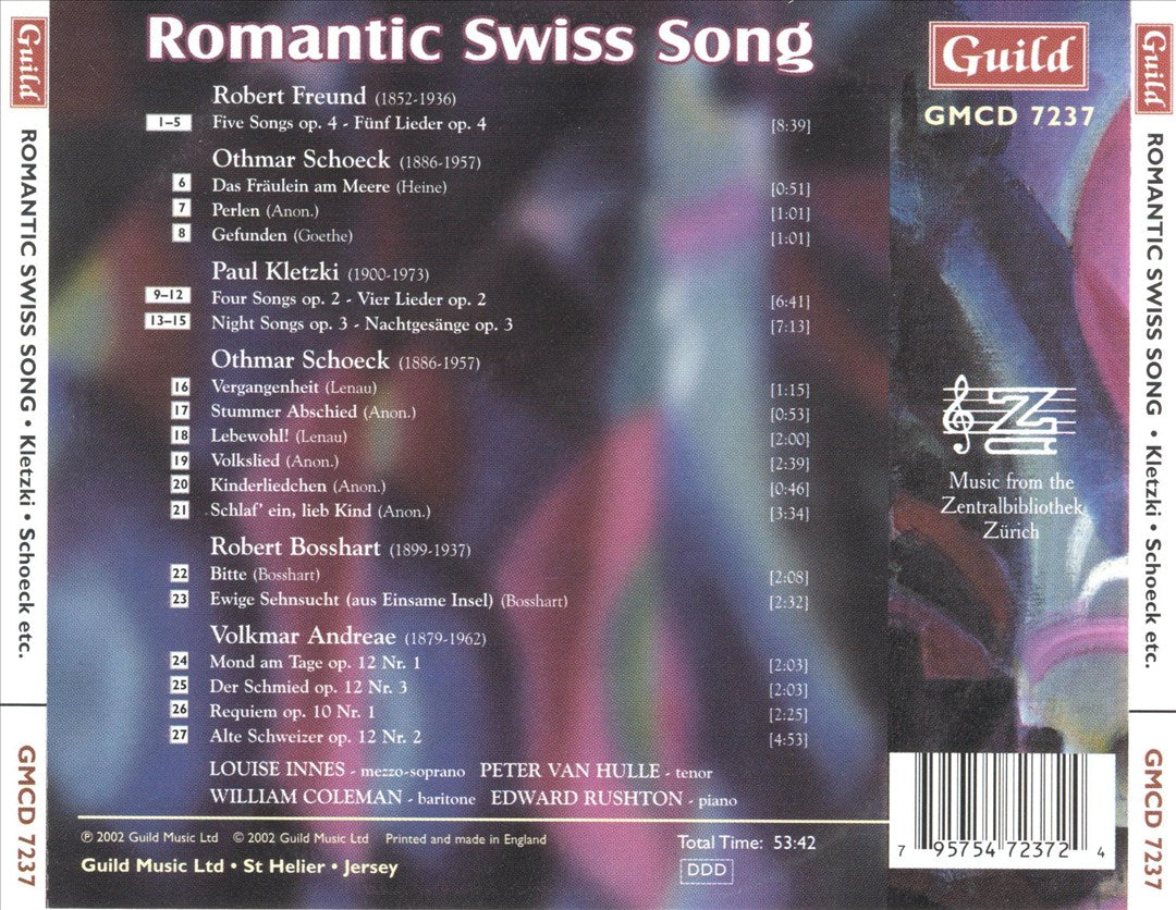Romantic Swiss Song: Freund; Schoeck; Kletzki cover art