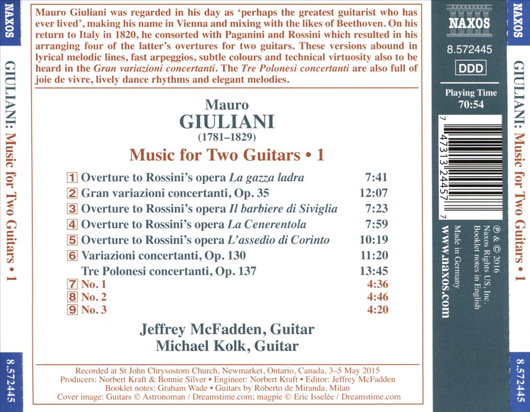 Mauro Giuliani: Music for Two Guitars, Vol. 1 cover art