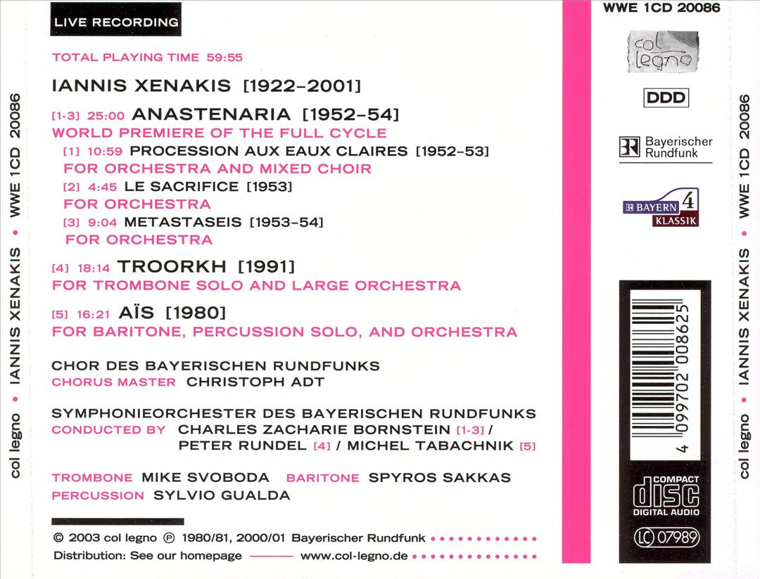 Iannis Xenakis: Anastenaria; Troorkh; Aïs cover art