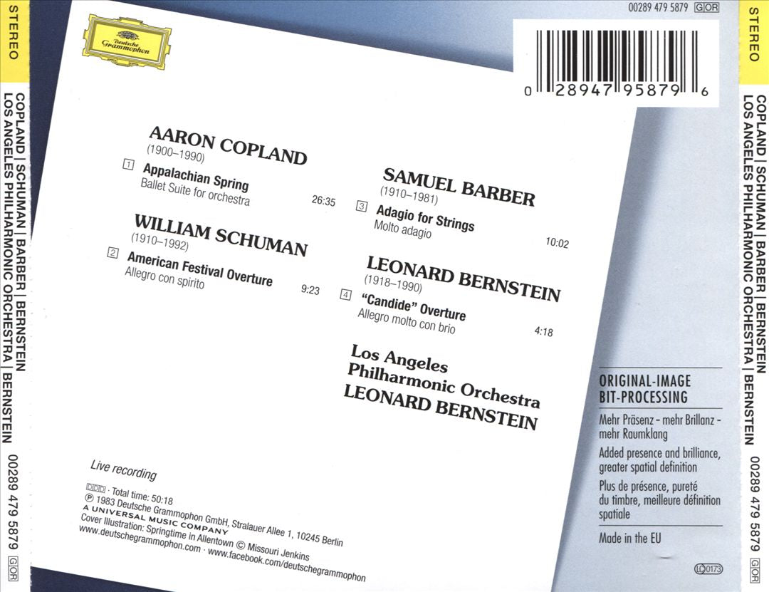 Copland: Appalachian Spring; Barber: Adagio for Strings; Bernstein: Candide Overture; Schuman: American Festival Over cover art