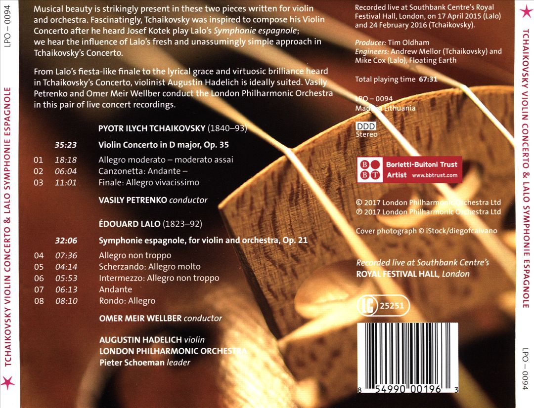 Tchaikovsky: Violin Concerto; Lalo: Symphonie Espagnole cover art