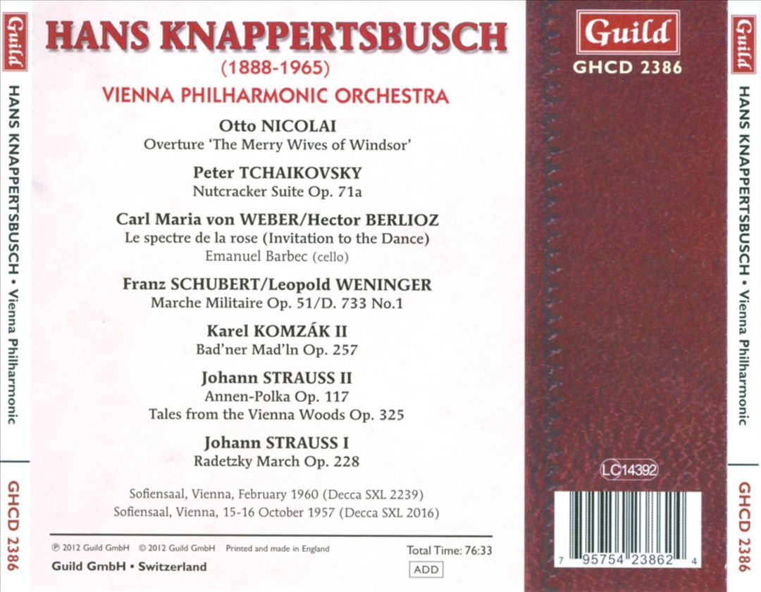 Hans Knappertsbusch conducts the Vienna Philharmonic Orchestra cover art