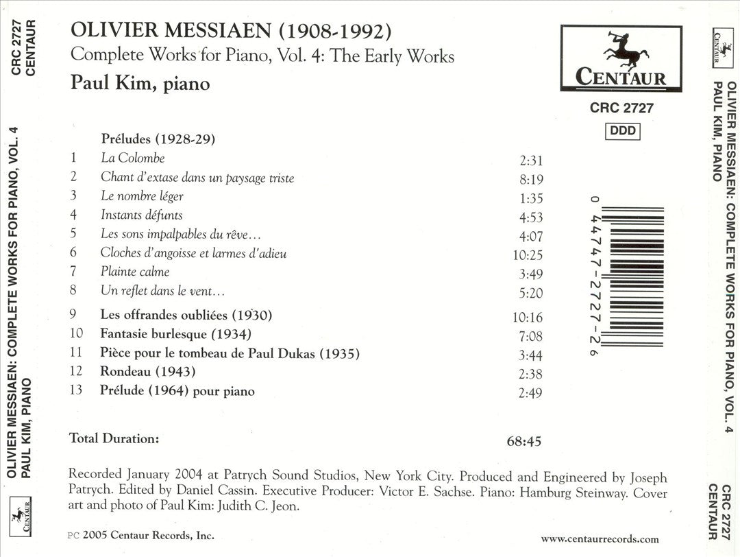 Olivier Messiaen: The Complete Works for Piano, Vol. 4, The Early Works cover art