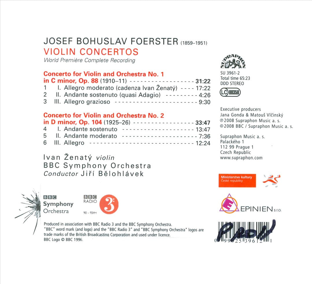 Josef Bohuslav Foerster: Violin Concertos cover art