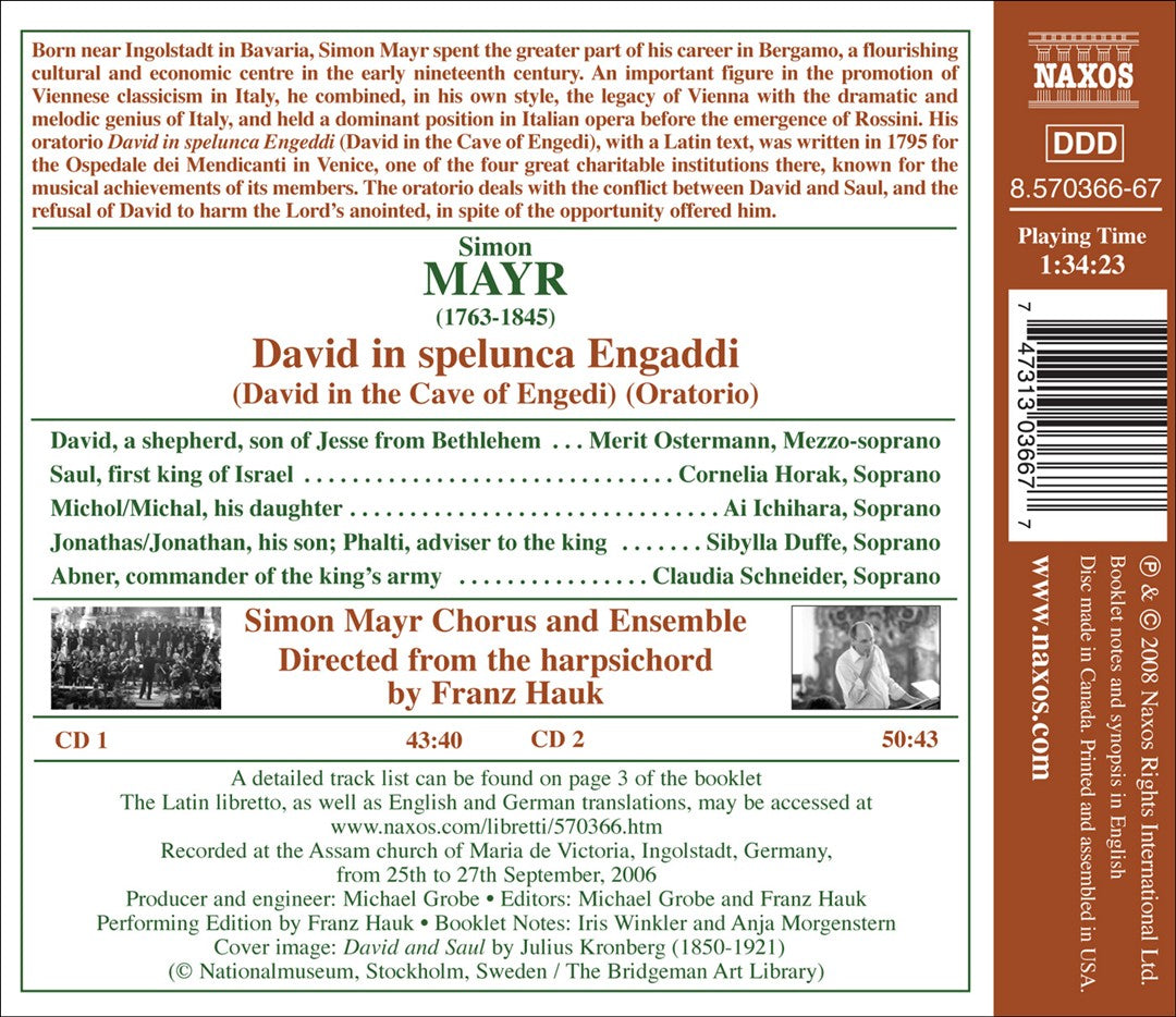 Mayr: David in spelunca Engaddi cover art