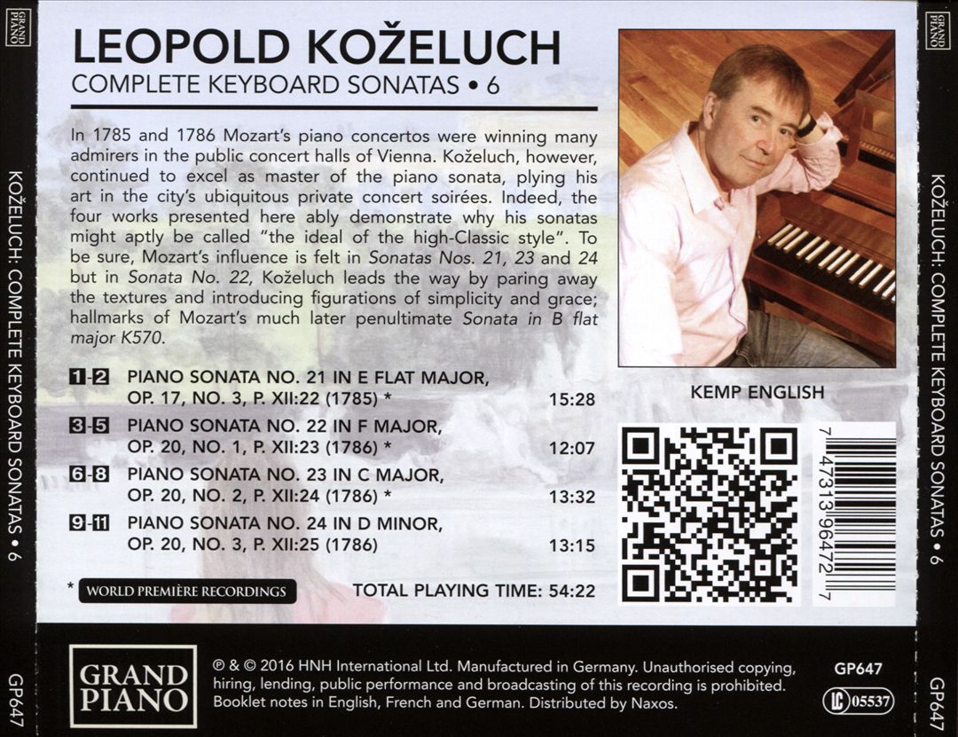 Koželuch: Complete Keyboard Sonatas, Vol. 6 cover art