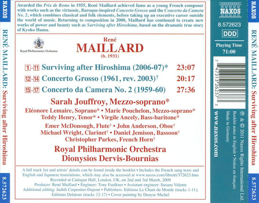 René Maillard: Surviving after Hiroshima; Concerto Grosso; Concerto da Camera No. 2 cover art