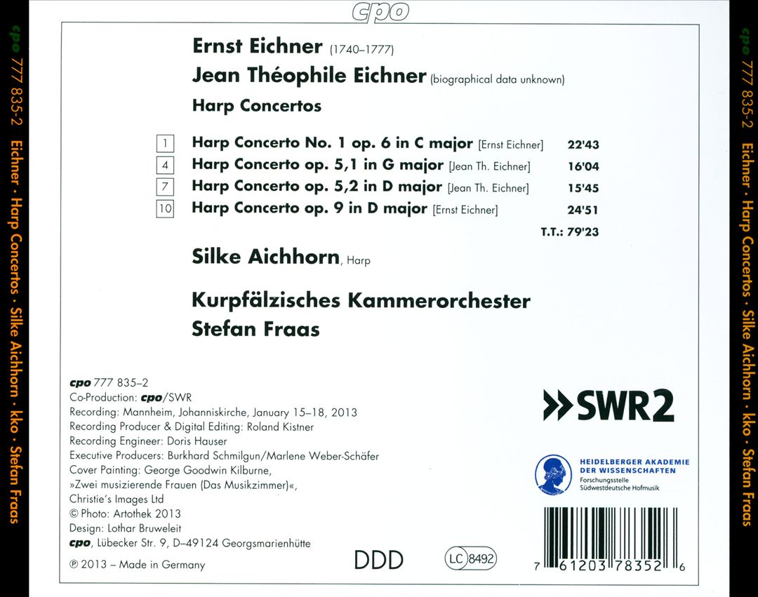 Ernst Eichner, Jean Théophile Eichner: Four Harp Concertos cover art