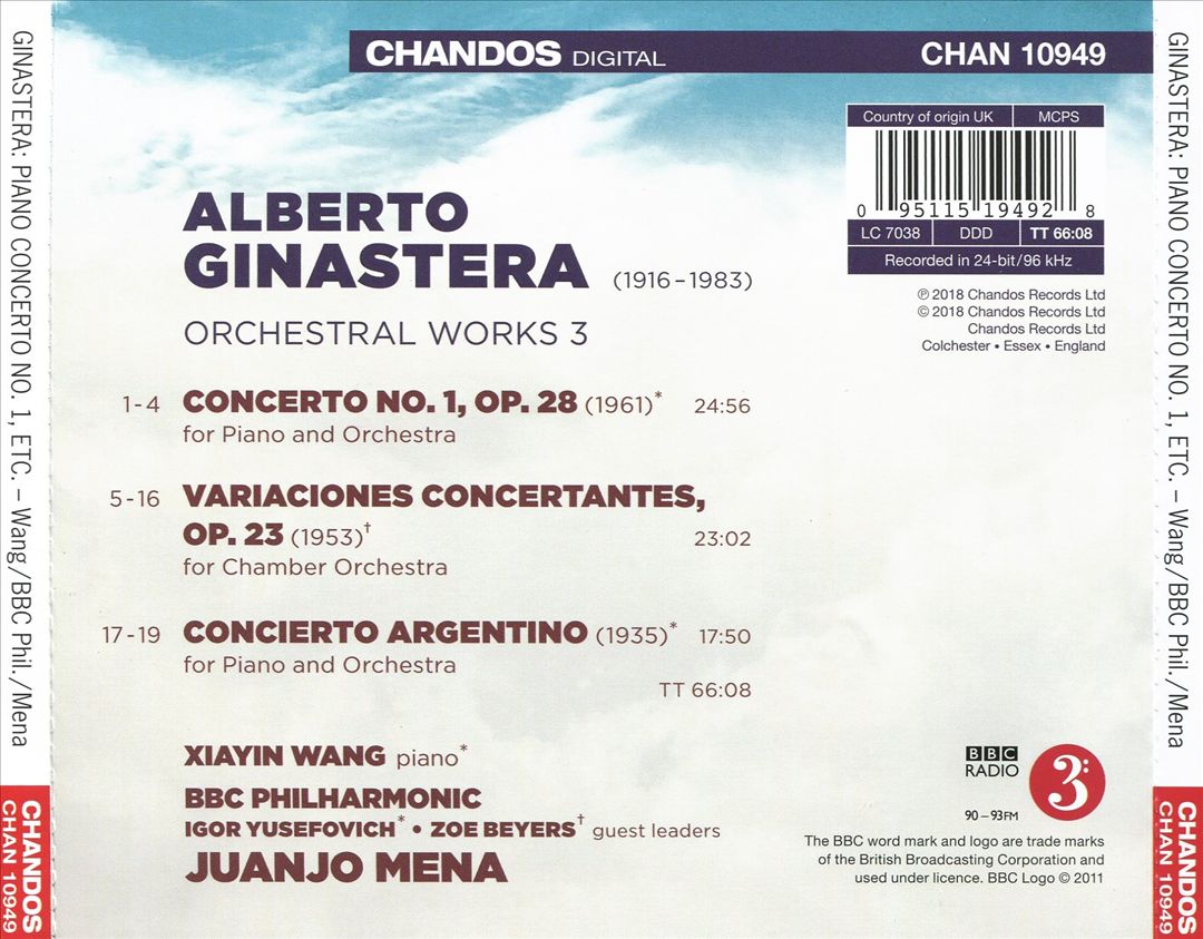 Ginastera: Orchestral Works, Vol. 3 - Piano Concerto No. 1, Concierto argentino, Variaciones concertantes cover art