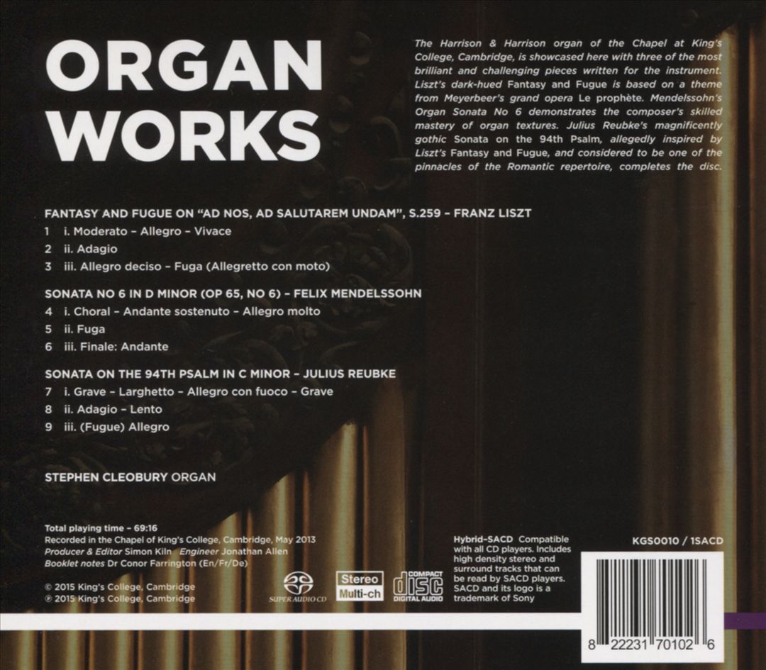Liszt, Reubke, Mendelssohn: Organ Works cover art