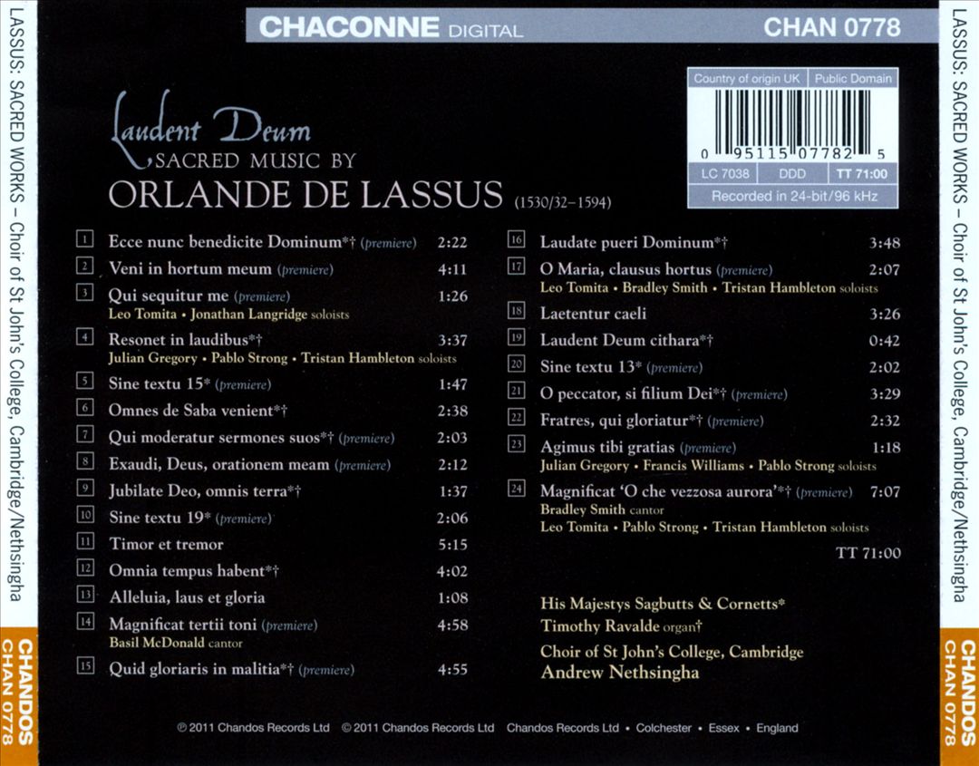 Laudent Deum: Sacred Music by Orlande de Lassus cover art