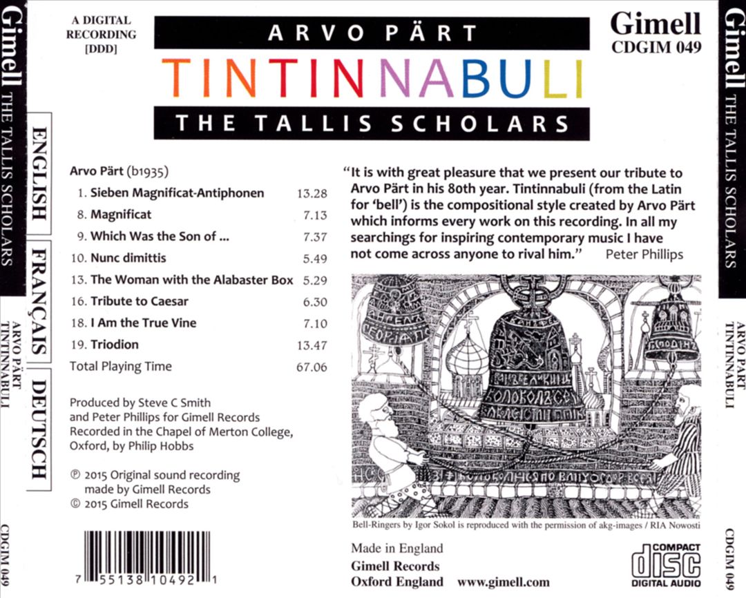 Arvo Pärt: Tintinnabuli cover art