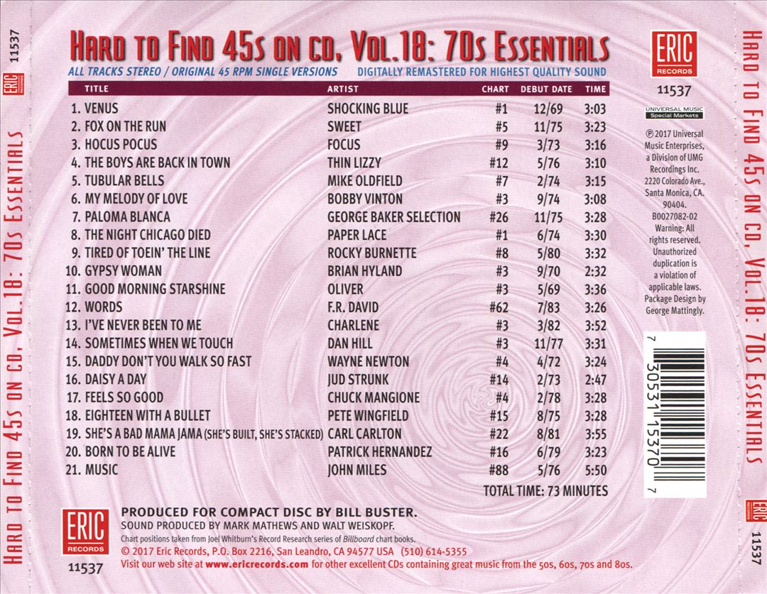 Hard to Find 45s on CD, Vol. 18: 70s Essentials cover art