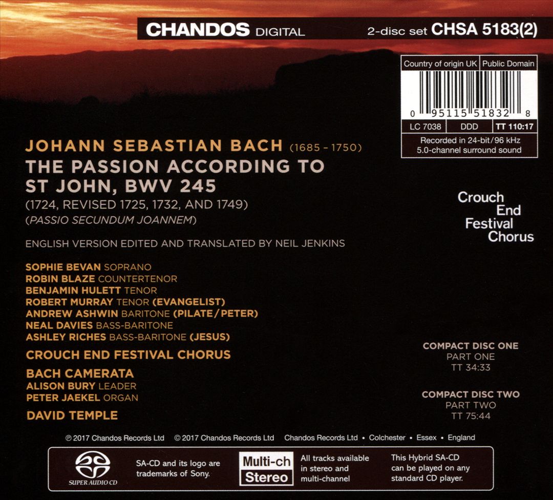 J.S. Bach: St. John Passion cover art