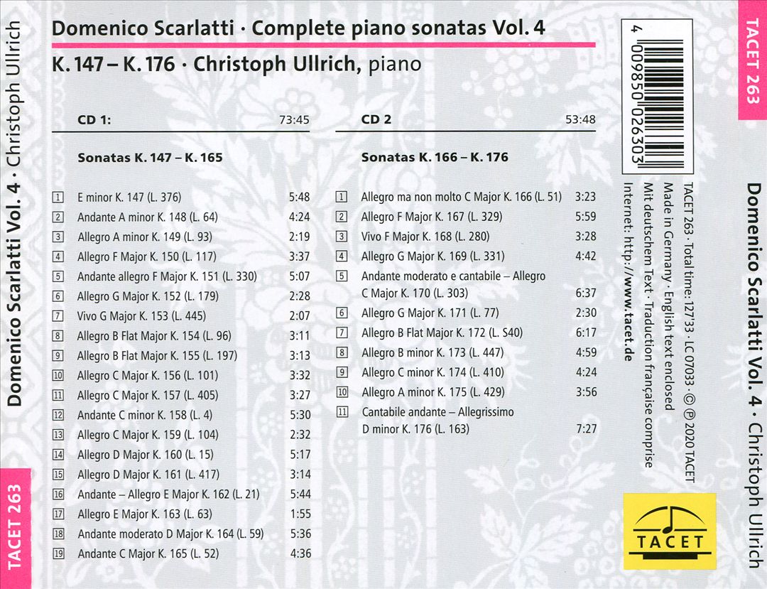 Domenico Scarlatti: Complete Piano Sonatas Vol. 4, Sonatas K.147 - K.176 cover art