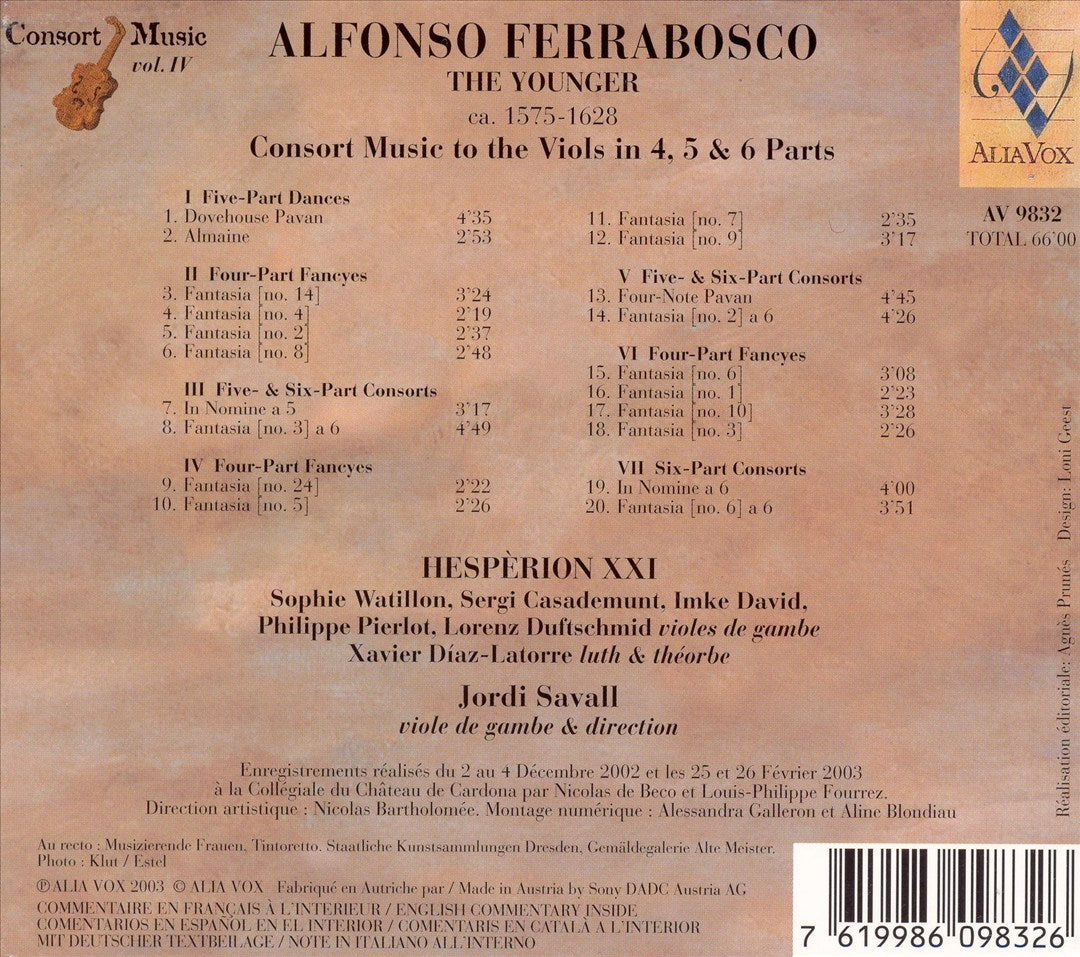 Alfonso Ferrabosco, The Younger: Consort Music to the Viols in 4, 5, & 6 Parts cover art