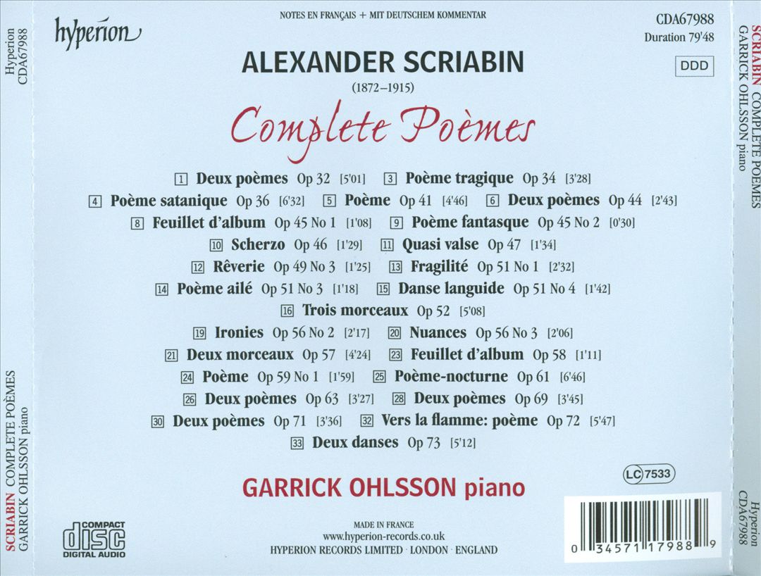 Scriabin: Complete Poèmes cover art