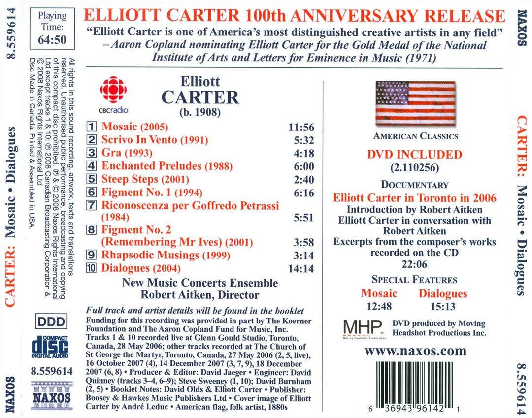 Elliott Carter: Mosaic; Dialogues; Enchanged Preludes; Scrivo In Vento cover art
