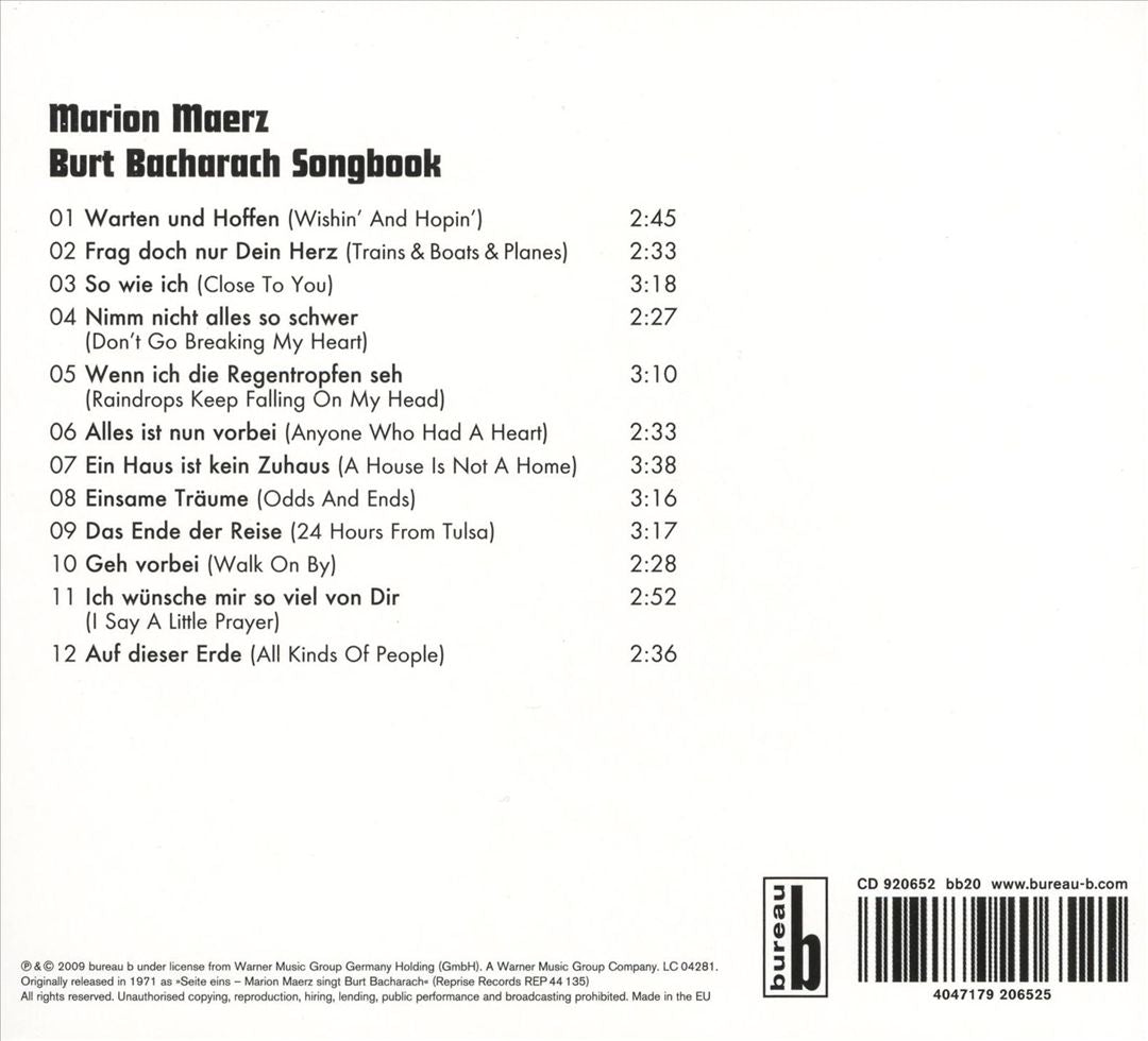 Burt Bacharach Songbook cover art