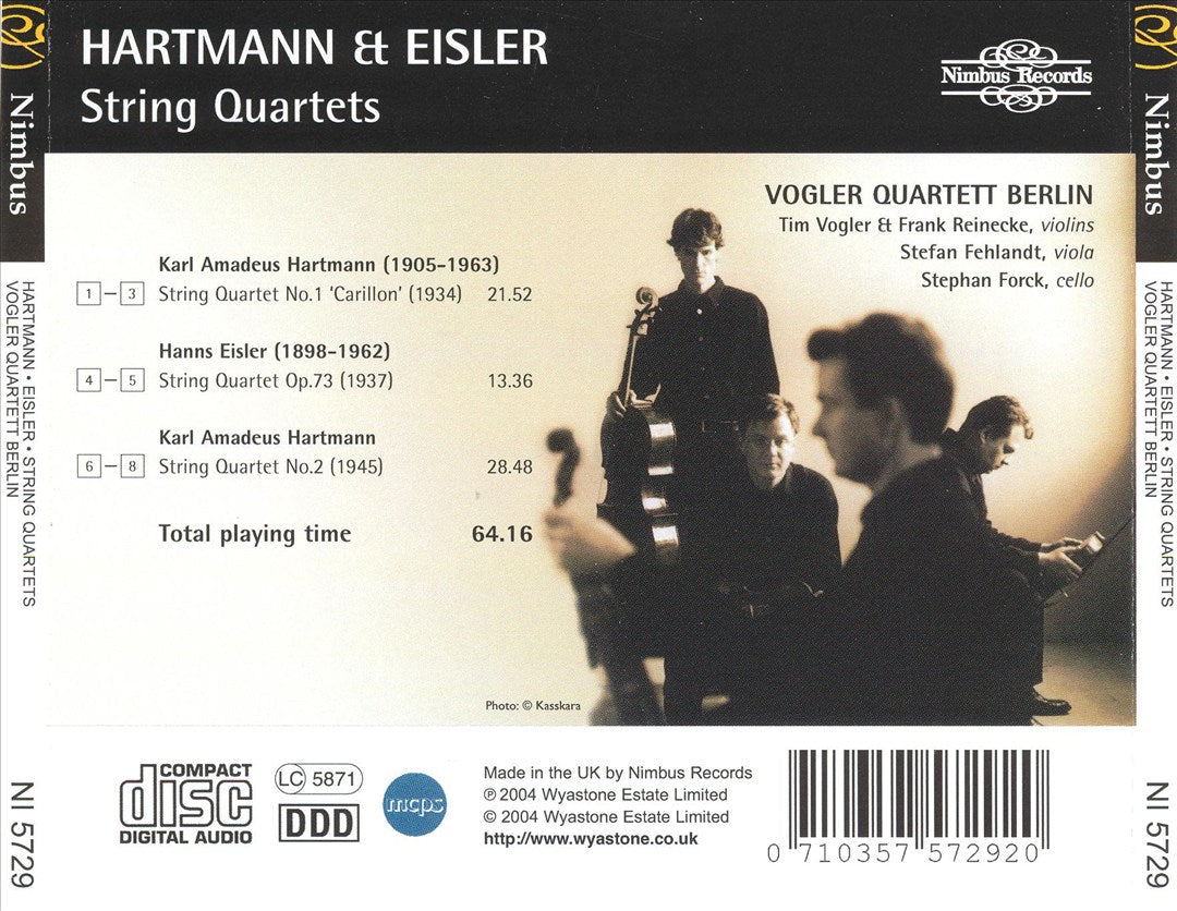 Karl Amadeus Hartmann, Hanns Eisler: String Quartets cover art