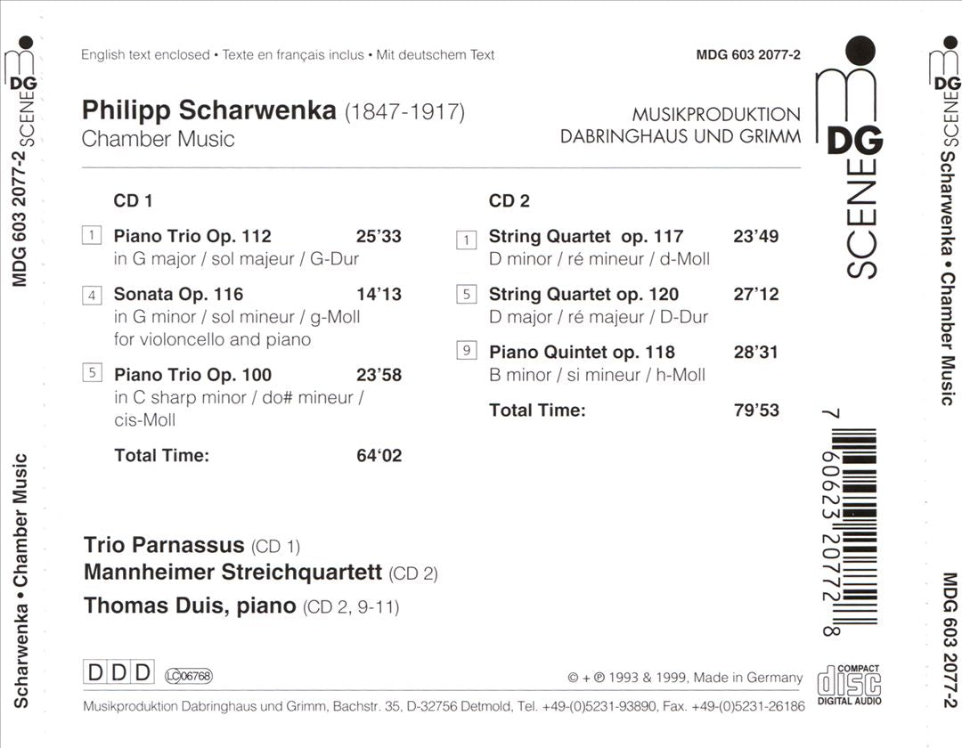 Philipp Scharwenka: Piano Trios; String Quartets; Piano Quintet; Cello Sonata cover art