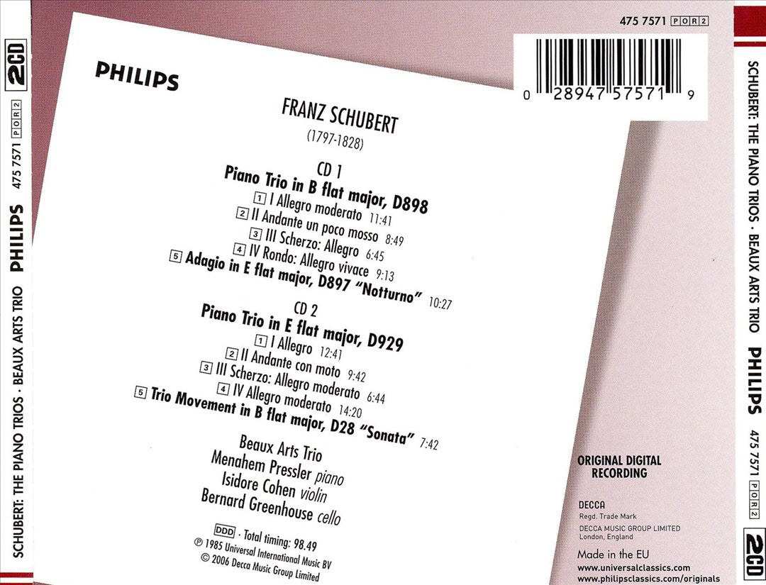Schubert: The Piano Trios [1984] cover art