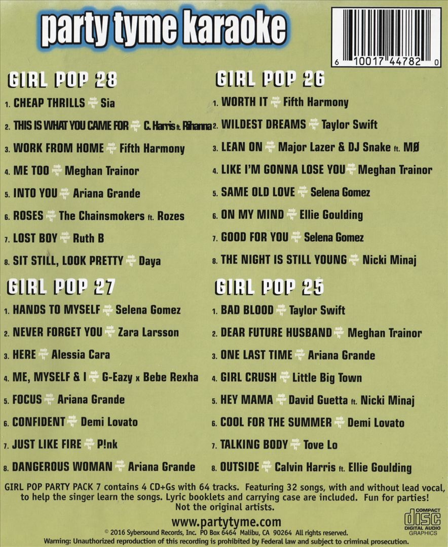 Party Tyme Karaoke: Girl Pop Party Pack, Vol. 7 cover art