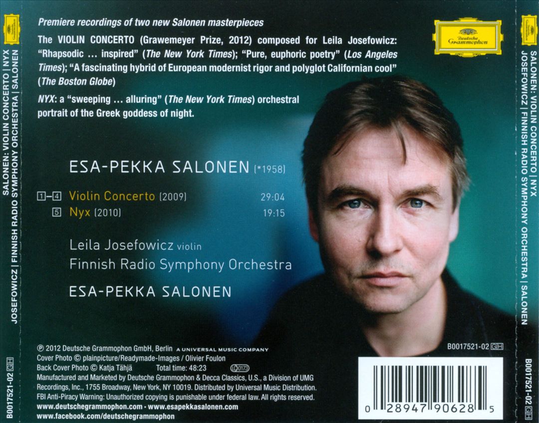 Esa-Pekka Salonen: Out of Nowhere - Violin Concerto; Nyx cover art