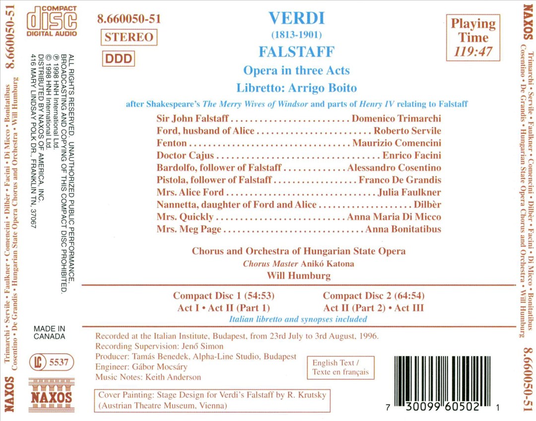 Verdi: Falstaff cover art