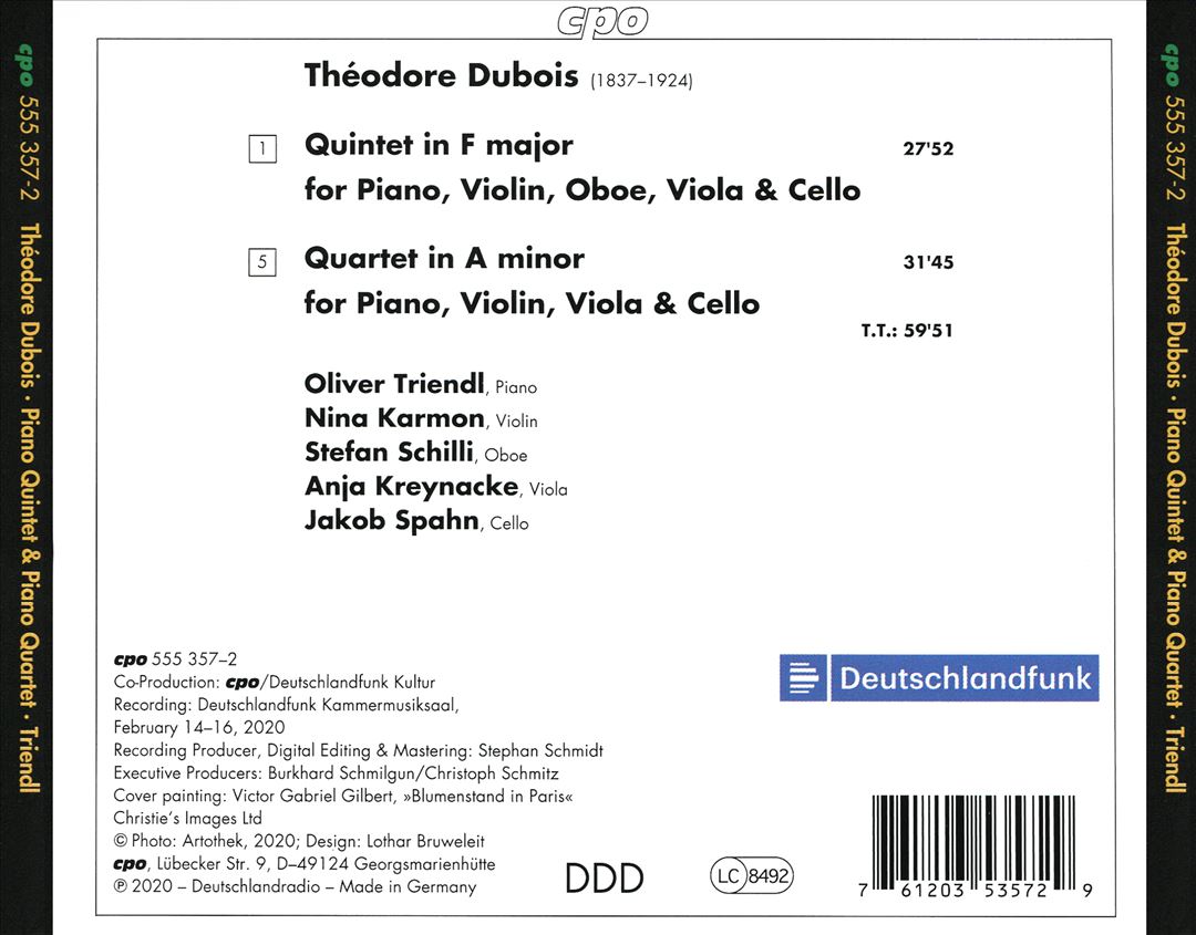 Théodore Dubois: Piano Quintet & Piano Quartet cover art