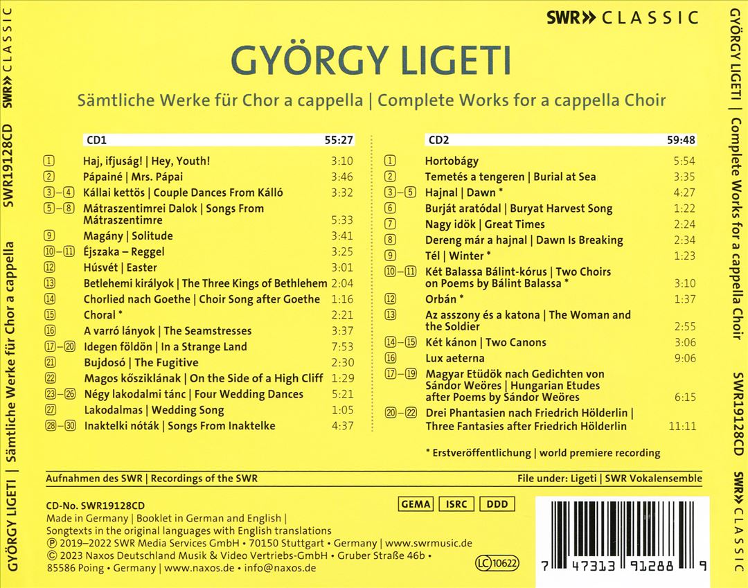 György Ligeti: Complete Works for a Cappella cover art
