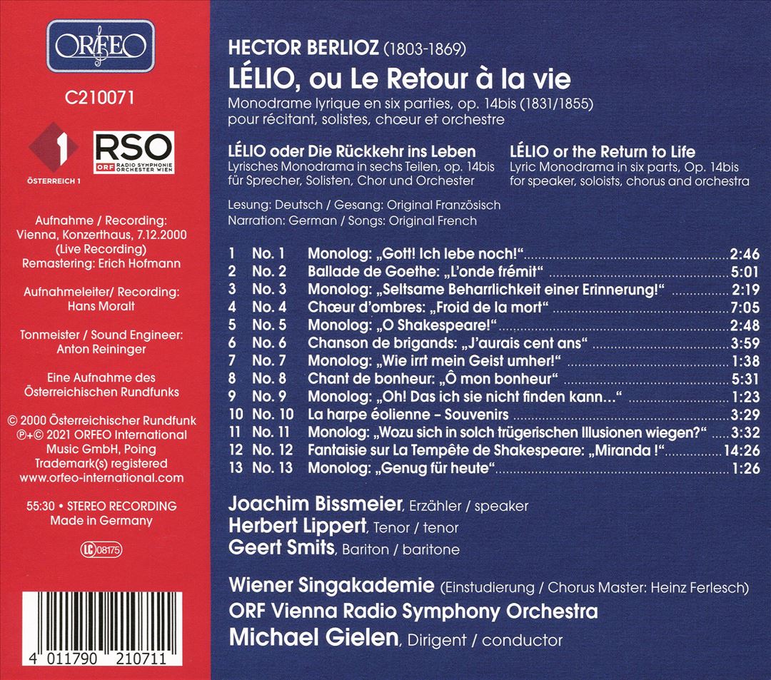 Hector Berlioz: Lélio ou Le Retour à la vie cover art