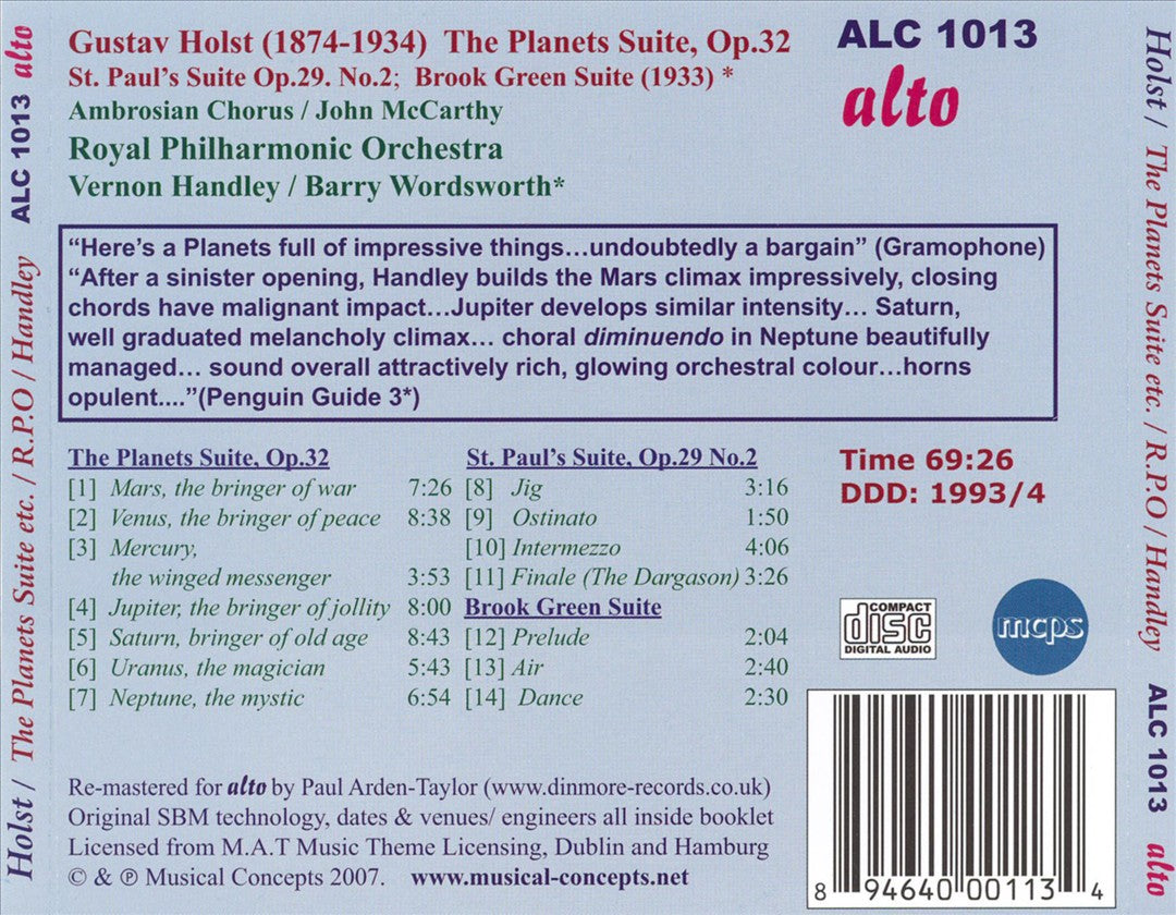 Holst: The Planets; St. Paul's Suite; Brook Green Suite cover art