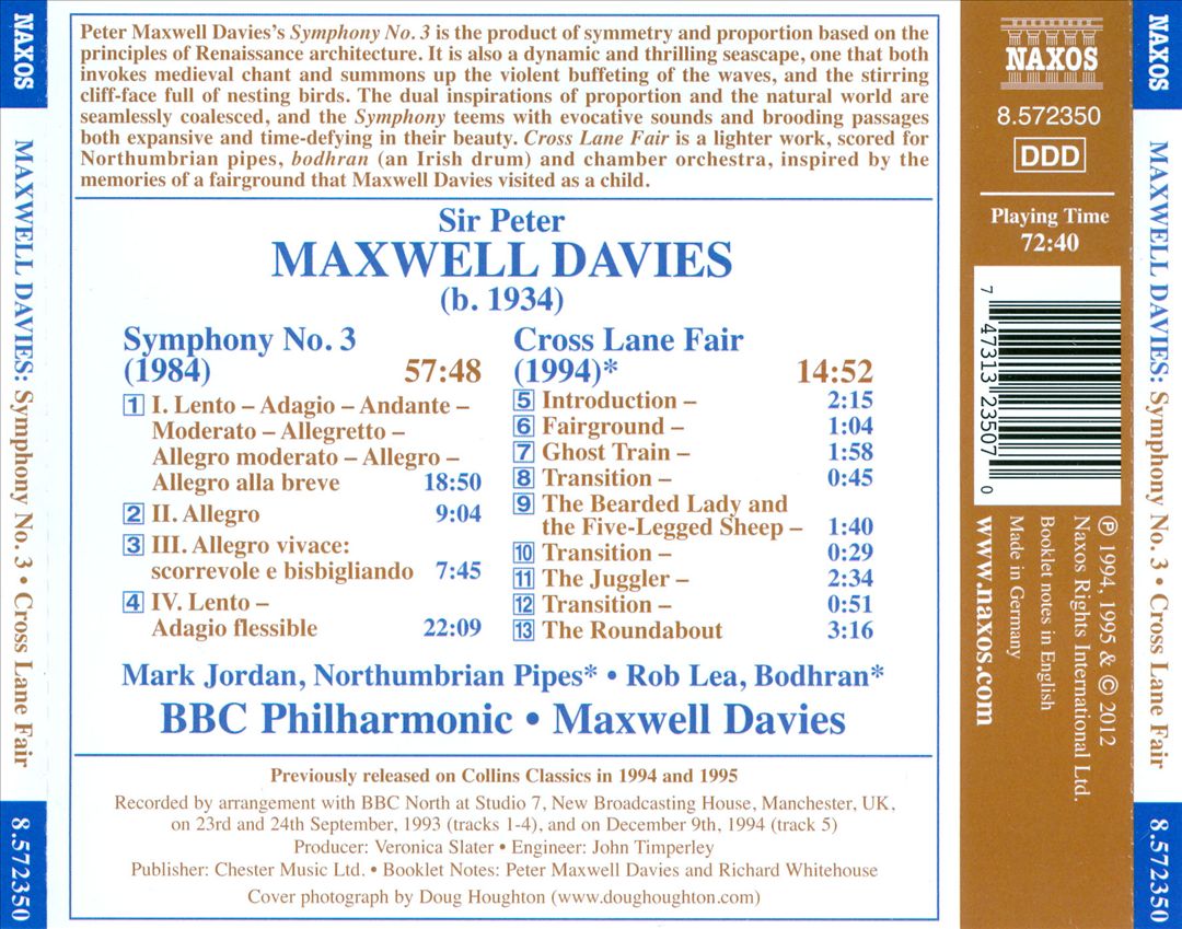 Peter Maxwell Davies: Symphony No. 3; Cross Lane Fair cover art
