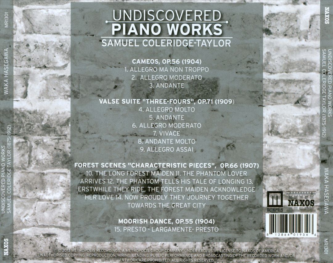 Samuel Coleridge-Taylor: Undiscovered Piano Works cover art