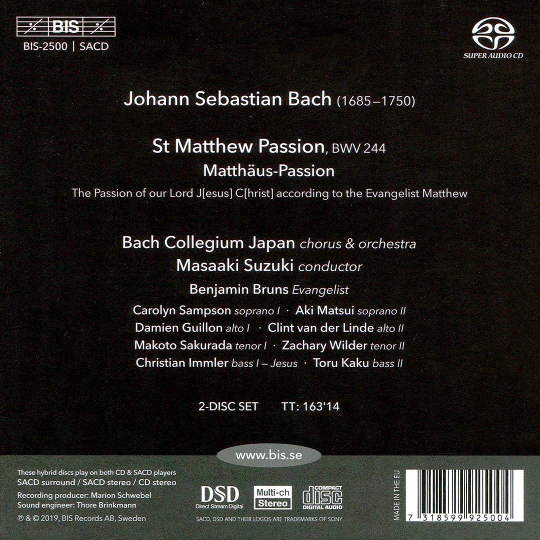 Bach: St. Matthew Passion cover art