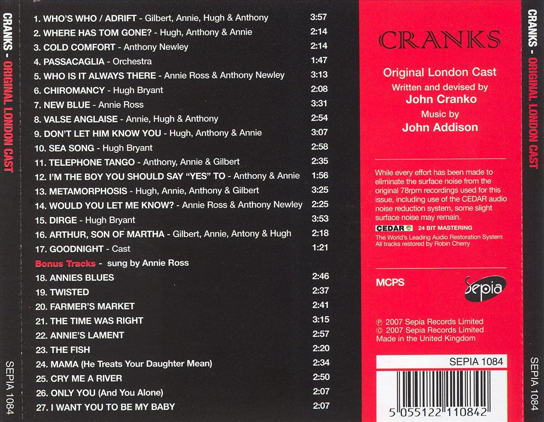 Cranks [Original London Cast] cover art