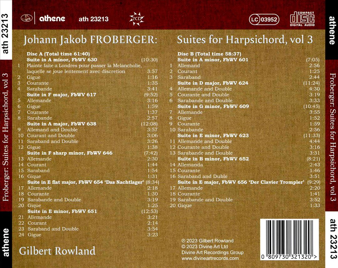 Johan Jakob Froberger: Suites for Harpsichord, Vol. 3 cover art