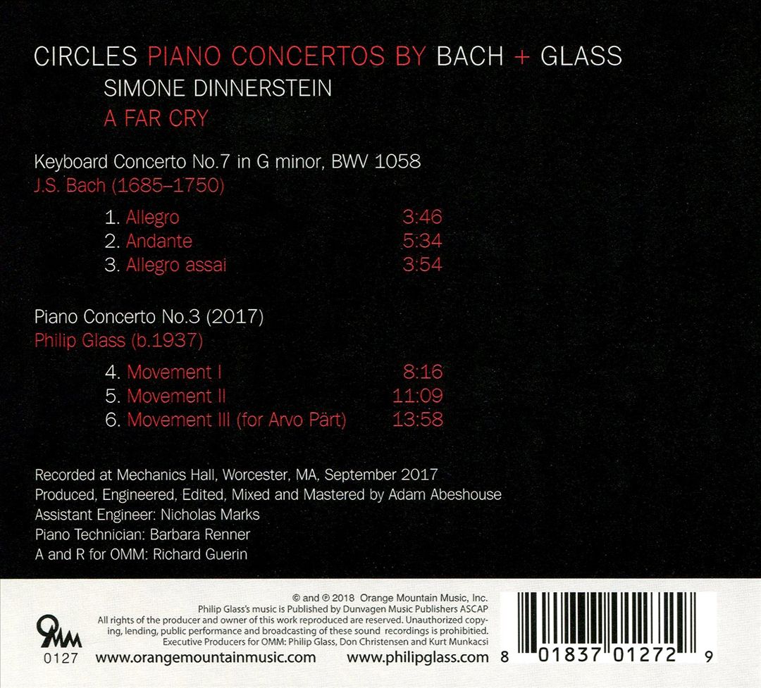 Circles: Piano Concertos by Bach + Glass cover art