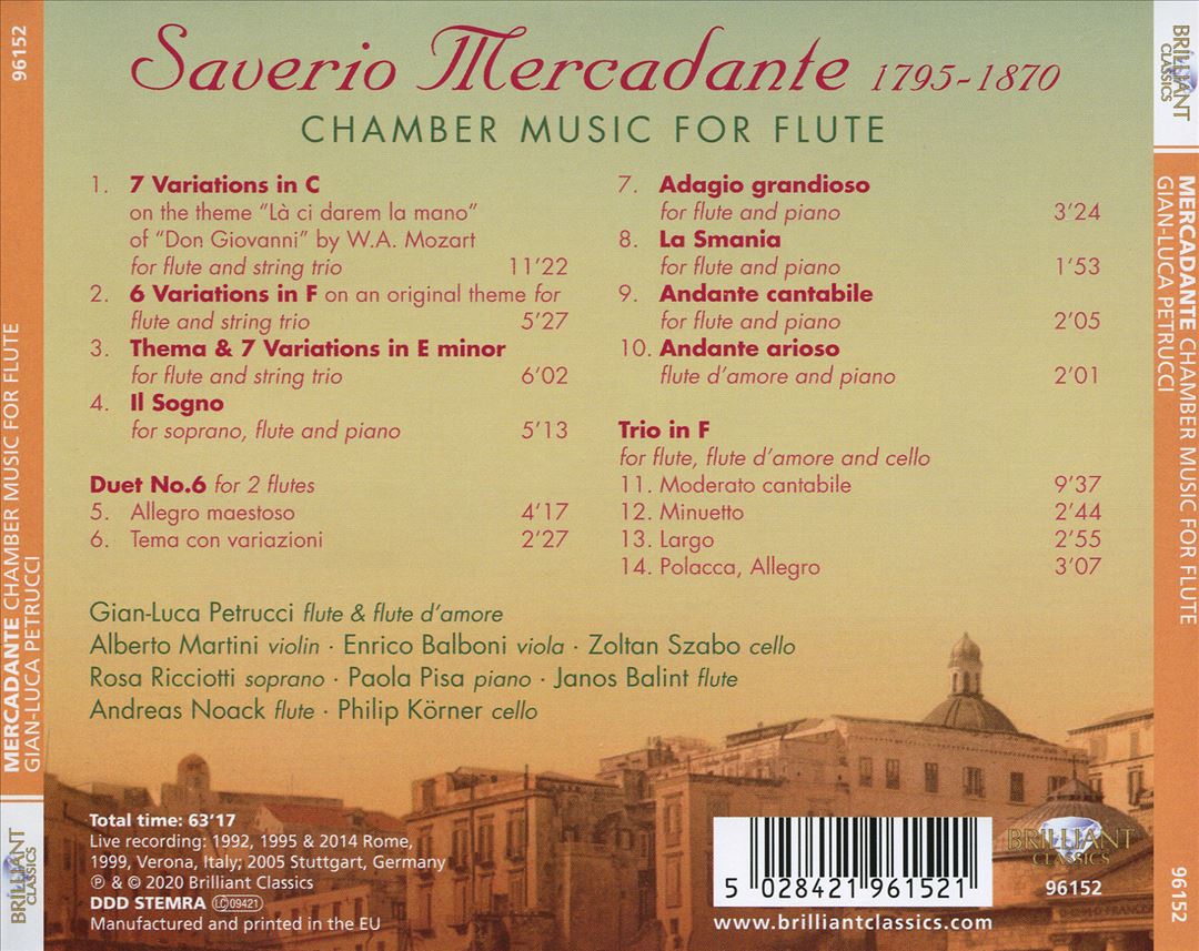 Mercadante: Chamber Music for Flute cover art