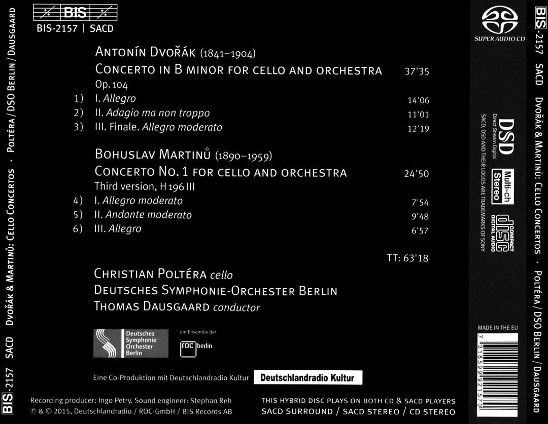 Dvorák, Martinu: Cello Concertos cover art