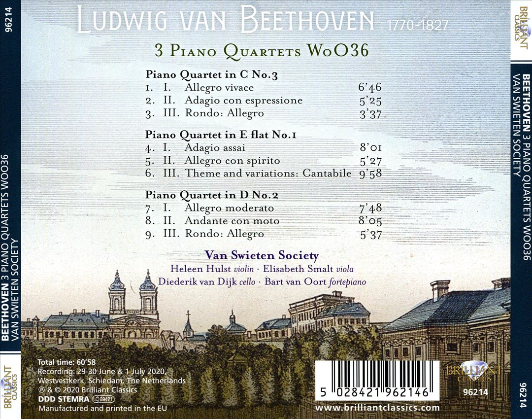 Beethoven: 3 Piano Quartets WoO 36 cover art