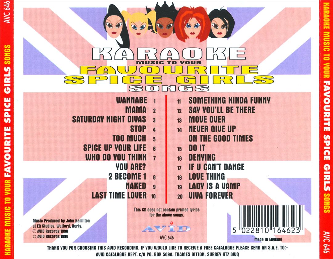 Karaoke to Your Favourite Songs: Spice Girls cover art