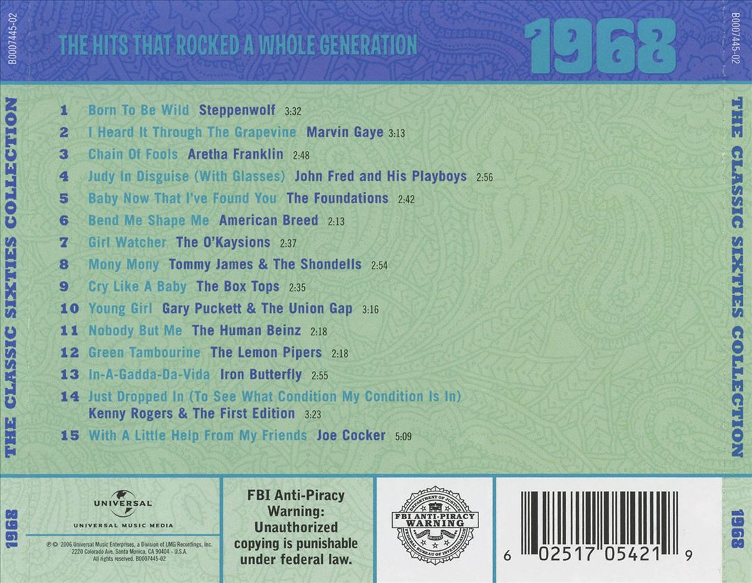 Classic Sixties Collection: 1968 cover art