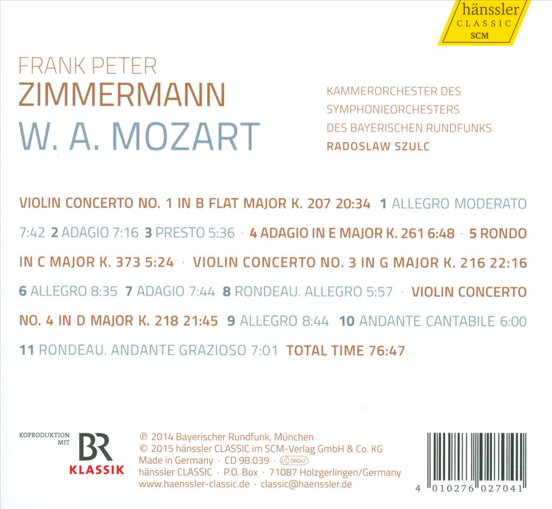 Mozart: Violin Concertos Nos. 1, 3, 4; Rondo, K. 373; Adagio, K. 261 cover art