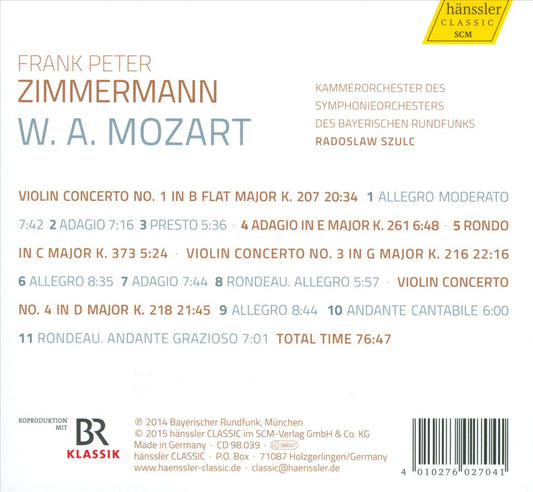 Mozart: Violin Concertos Nos. 1, 3, 4; Rondo, K. 373; Adagio, K. 261 cover art
