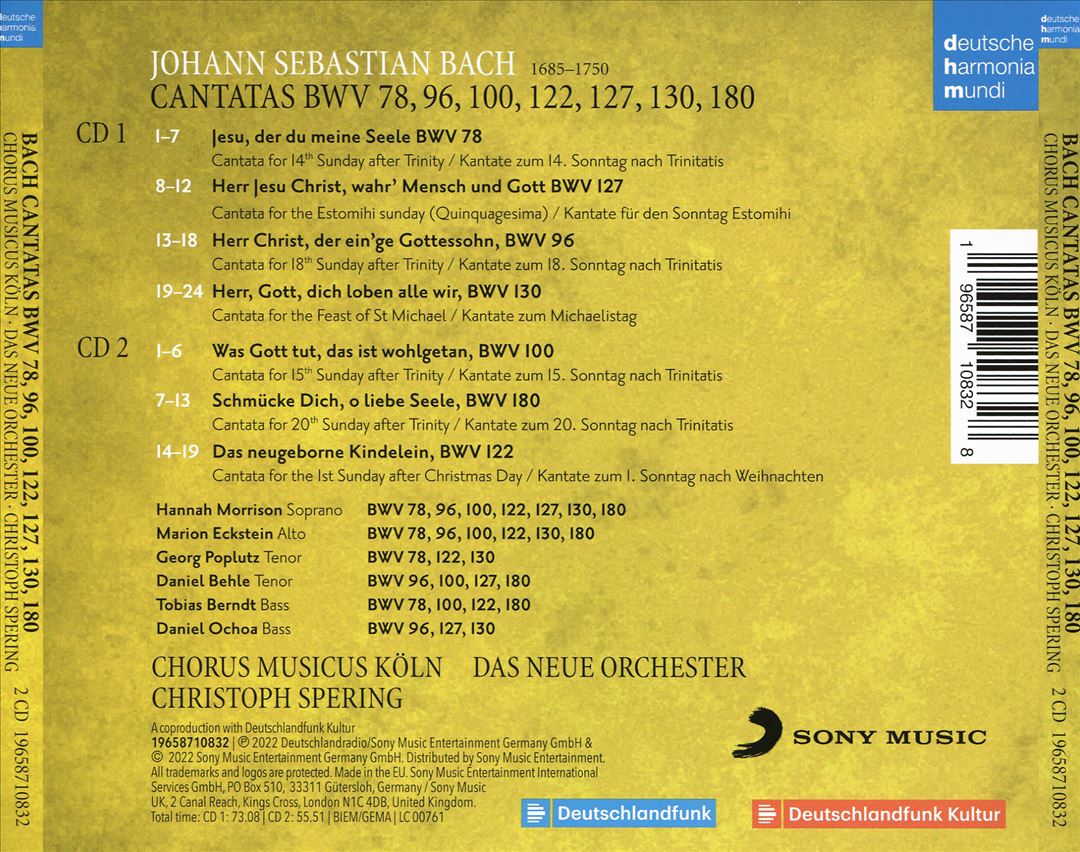 Bach: Cantatas BWV 78, 96, 100, 122, 127, 130, 180 cover art