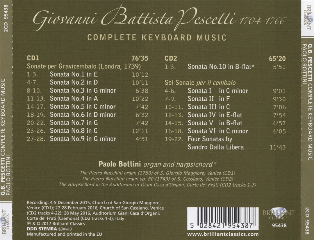 G.B. Pescetti: Complete Keyboard Music cover art